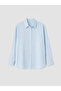 Özmarka New Season Blue Oversize Poplin Women's Shirt - 5