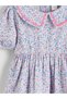 Gencc Quality with Lcw Kids Blue Crinkle Floral Girl's Dress - 3