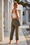 Khaki Pocketed Thin Belted Elastic Waist Baggy Leg Linen Look Woven Trousers 95 62 - 6