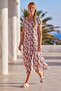 Red-White-Black V-Neck Low Sleeve Casual Viscose Woven Dress 120 63 - 6