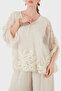 Embroidered and Sequined Silk Blend Buttoned Transparent Blouse Women's Blouse 6901017 - 6