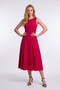 Women's Midi Length Atlas Fabric Pocketed Flared Dress - 2