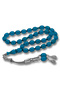 💎   Premium Shiny Antique Metal Tasseled Blue Amber Prayer Beads