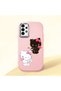 Samsung Galaxy A04S Compatible Case Camera Protector Pink Silicone Couple Phone Case with Kitty Pattern