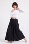 Women's Belted Loose-Fit Skirt Trousers - Black
