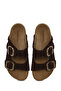 Women's Brown Double Buckle Thick Soled Suede Leather Slippers 26Sfd181210 - 4