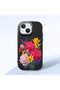 iPhone 13 Mini Compatible Case Camera Protector Black Silicone Couple Phone Case with Floral Pattern