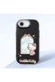 iPhone 16E Compatible Case Camera Protector Black Silicone Couple Phone Case with Kitty Pattern