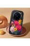 Vivo X200 Pro Compatible Case Camera Protective Black Silicone Couple Phone Case with Floral Pattern - 2
