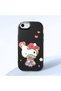 iPhone 7 Compatible Case with Camera Protector Black Silicone Couple Phone Case with Kitty Pattern