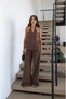 Brown Linen Halter Neck Vest and Trousers Set - 7001