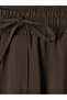 Brown Elastic Waist Women's Trousers