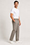 Men's Textured Fabric Straight Cut Linen Trousers 1864-Toprak - 2