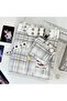 Plaid Metal Detailed Denim A5 Binder White