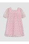 Lcw Kids Pink Square Neck Floral Girl's Tulle Dress - 2