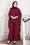 Bat Sleeve Casual Trousers Double Suit Burgundy - 4
