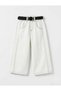 Girl's White Wide-Leg Jeans Combination - Black Belted Contrast Stitched Wide-Leg Pants and Printed T-Shirt Set - 3