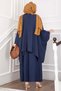 Bat Sleeve Casual Trousers Double Suit Navy Blue - 5