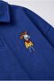 Children's Polo Collar Blue School Sweatshirt with Embroidery Detail - 3