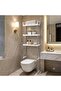 3-Level Bathroom Storage Rack Over Toilet, Large Capacity Freestanding Organizer Shelf with 3 Hooks, Space Saving Toilet Storage Cabinet Alternative for Bathroom Laundry Room - 5