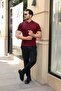 Men's knit pattern collar short sleeve knitwear t-shirt - 2