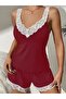 Women's Strappy V-Neck Viscose Blouse and Short Nightgown Set - 2