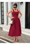Women's Strappy Square Collar Long Imported Crepe Dress - 3
