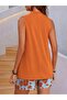 Women's Strappy V-Neck Sandy Blouse and Patterned Shorts Two-Piece Set - 2