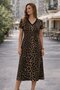 Women's Short Sleeve V-Neck Leopard Print Short Single Jersey Dress
