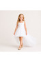Suneh Girl's White Color Satin Front Short Back Long Evening Dress 1-5 Age Range - 2