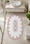 Powder Lace Non-Slip Leather Based Oval Bath Mat Liana Washable Bath Set with Laces