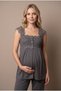 Women's Smoked Sleeveless Lace Detailed Maternity Pajama Set with Nursing Detail and Dressing Gown - 5