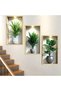 3-Pack 3D Plant Wall Stickers,Wall Stickers Living Room, 3D Wall Art for Hallway and Stairs, Peel and Stick Wall Decals Mural Hallway Decor Bedroom Kitchen Wallpaper Backdrop Self-Adhesive Removable - 6