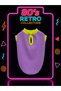 80S Retro Ribbed Fabric Sleeveless Dog Outfit - Vintage Stretchy Pet T-Shirt in Lilac-Neon Yellow - 2