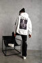 Unisex back print hooded three-thread oversized sweatshirt - white - 2