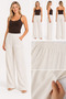 Women's Elastic Waist, Pockets, Textured, Loose Fit, Wide Leg, Comfortable Cut, Wide Leg Casual Trousers - 4
