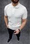 Men's Summer Knitwear T-Shirt Short Sleeve Polo Collar Buttoned T-Shirt - White - 4