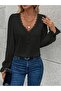 Women's Long Sleeve V Neck Front Buttoned Blouse