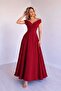Women's Double-Breasted Collar, Off-The-Shoulder, Waist-Slung, Long Janjan Crepe Dress - 2