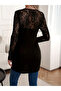 Women's long sleeve tulle detail square neck asymmetrical cut shirred diver blouse - 3