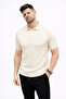 Men's Summer Knitwear T-Shirt Short Sleeve Polo Collar Buttoned T-Shirt - Cream - 3