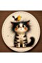 Crazy Cats Mdf Coasters 9X9 cm Set of 6 |   Decorative Wooden Coaster with Funny Cat Design |   Coffee and Tea Cup Coaster. - 4
