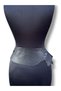 Women's Asymmetrical Cut Black Genuine Leather Belt with Scarf - Étoile Handmade Design - 6
