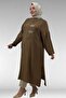 68044 Large Size Double Tensel Tunic with Stone Print Detail - Tan - 5