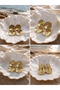 Gold Dangle Women's Earrings Organic Form Shiny Modern Stylish Big Earrings - 3
