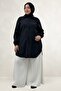 68067 Plus Size Cupra Shirt with Elasticated Sleeves - Black