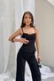 Women's Back Detail Lace Garnished Atlas Fabric Blouse Pants Design Double Set - 5