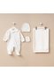Premium Newborn Hospital Release Set of 4, 100% Cotton Ecru Baby Girl & Boy Romper Set - 2