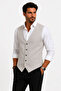 Men's V-Neck Vest Beige Dobby Fabric 50311 - 4