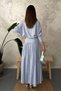 Women's Blue Shirt-Skirt Set Striped Shirt Skirt Set Shirt Collar Buttoned Bodice Gathered Long - 5